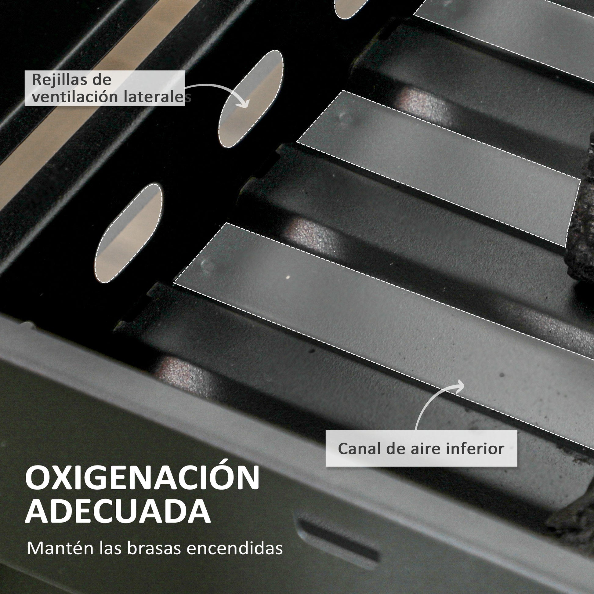 Outsunny Barbacoa De Carbón Plegable Con Parrillas De Acero Inoxidable Negro_5