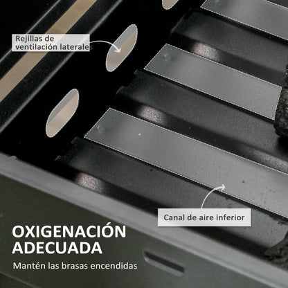 Outsunny Barbacoa De Carbón Plegable Con Parrillas De Acero Inoxidable Negro_5