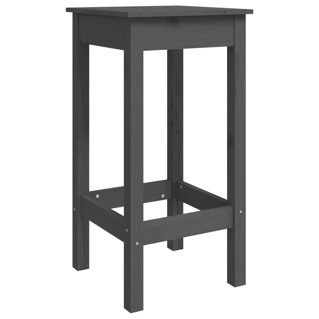 Vidaxl Set De Mesa Y Taburetes Altos Jardín 3 Piezas Madera Pino Gris_5