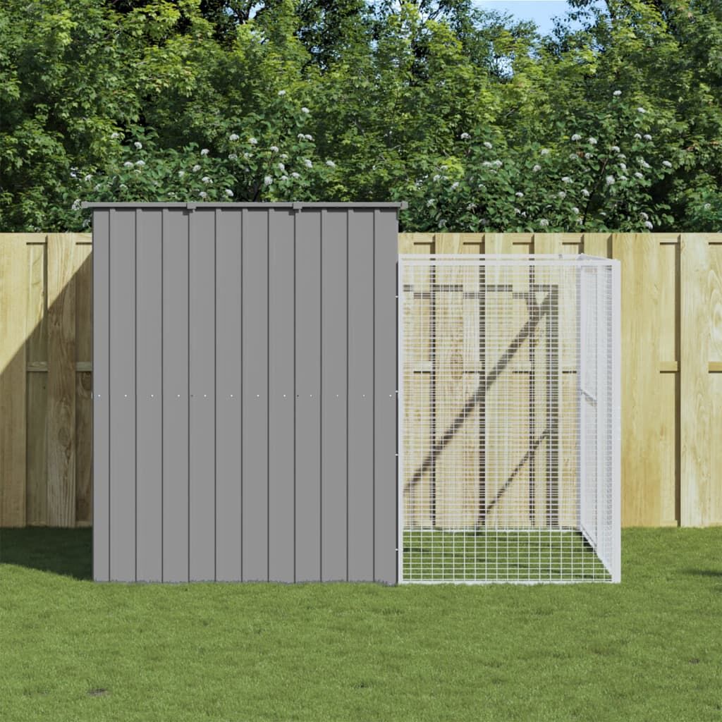 Vidaxl Caseta Perros Corral Acero Galvanizado Gris Claro 214x253x181cm_1
