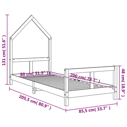 Vidaxl Estructura De Cama Para Niños Madera De Pino Negro 80x200 Cm_2