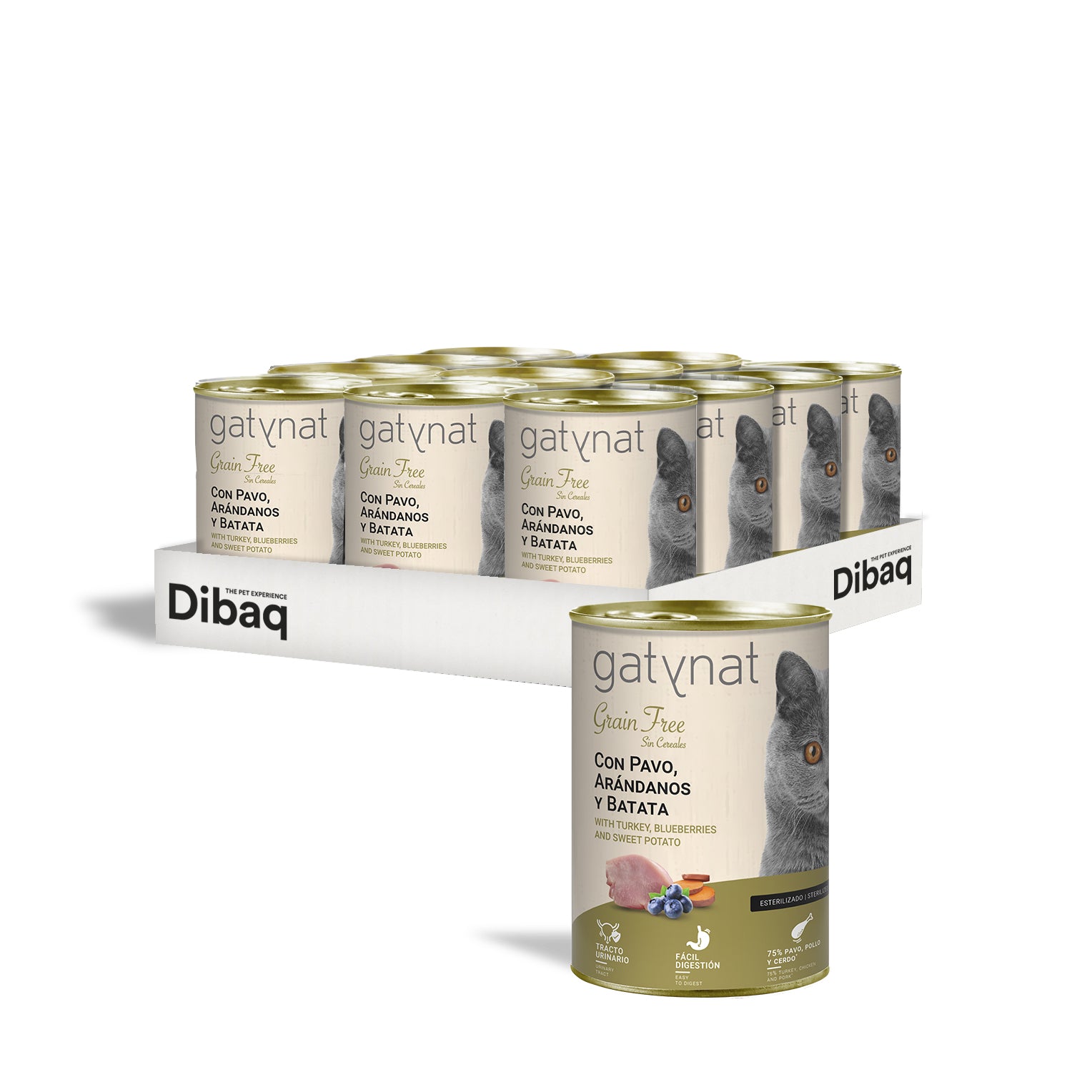 Gatynat Grain Free Pavo, Arándanos Y Batata, 400g X 12 Latas_0