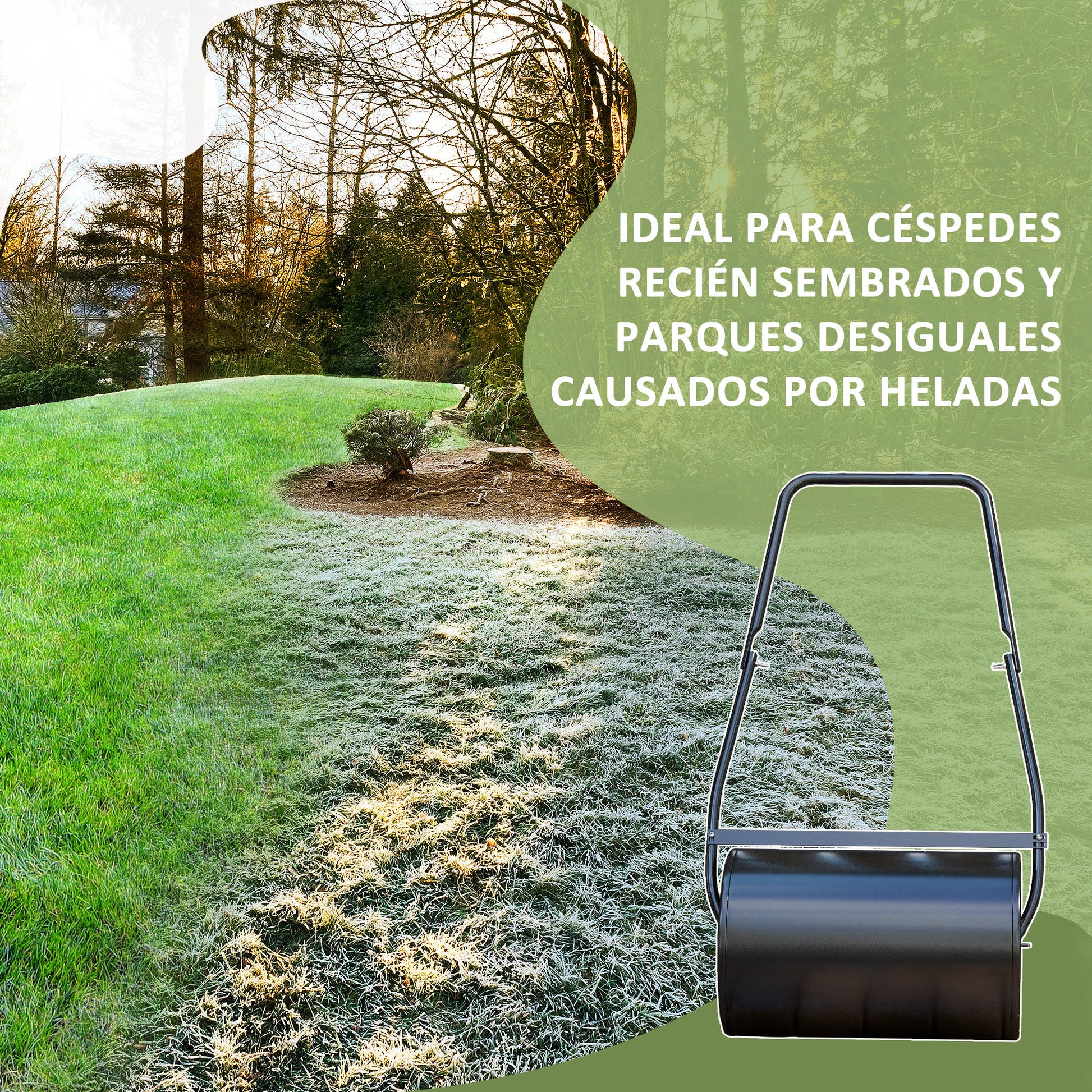 Durhand Rodillo De Césped Jardín Acero 38l Llena Agua Arena Φ32x50cm Asa_3