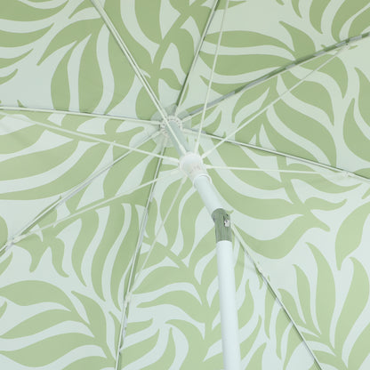 Outsunny Sombrilla De Playa Con Flecos Ø180cm Altura Ajustable Inclinación Verde_3