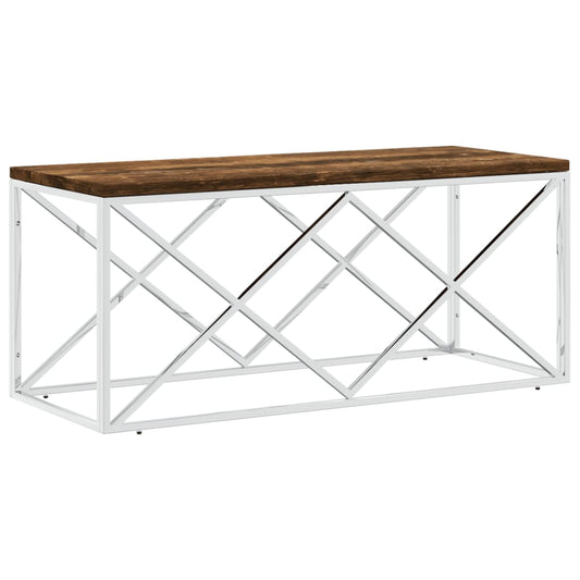 Mesa De Centro Acero Inoxidable Y Madera Maciza Reciclada_0