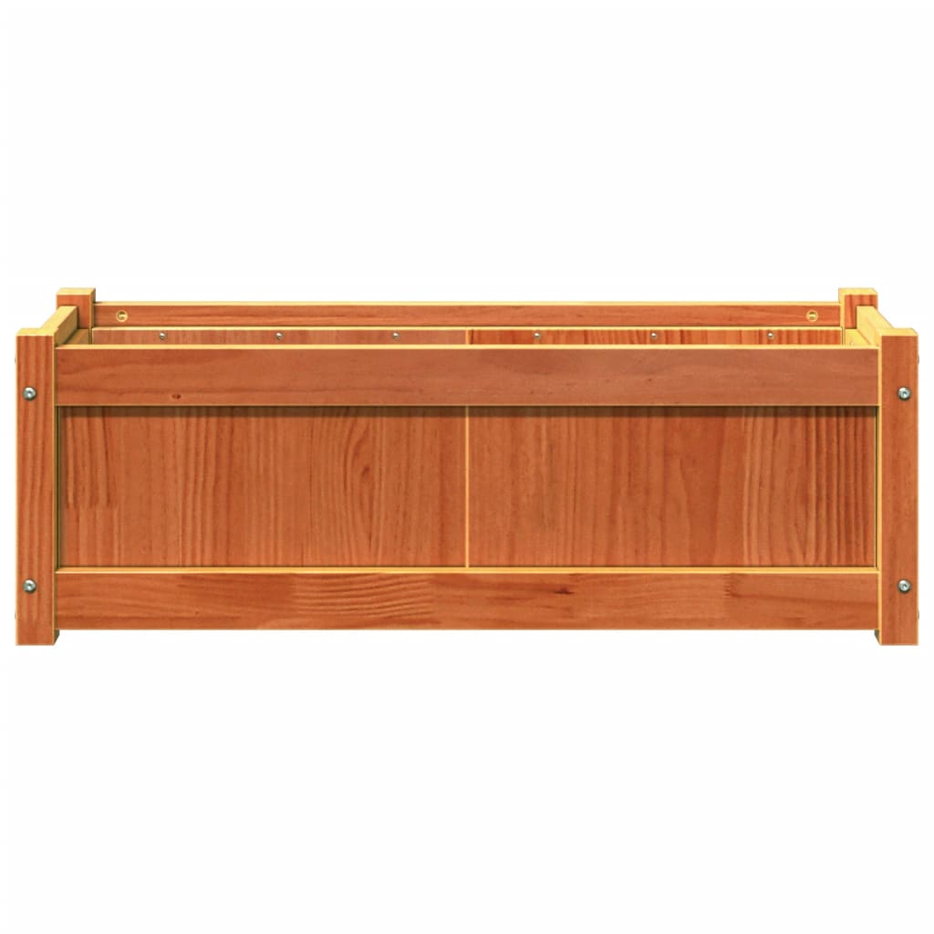 Jardinera Exterior Madera Maciza Pino Marrón Cera 90x31x31 Cm_4