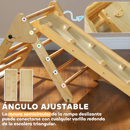 Aiyaplay Triángulo De Escalada De Madera 3 En 1 147x64,5x63 Cm Natural_5