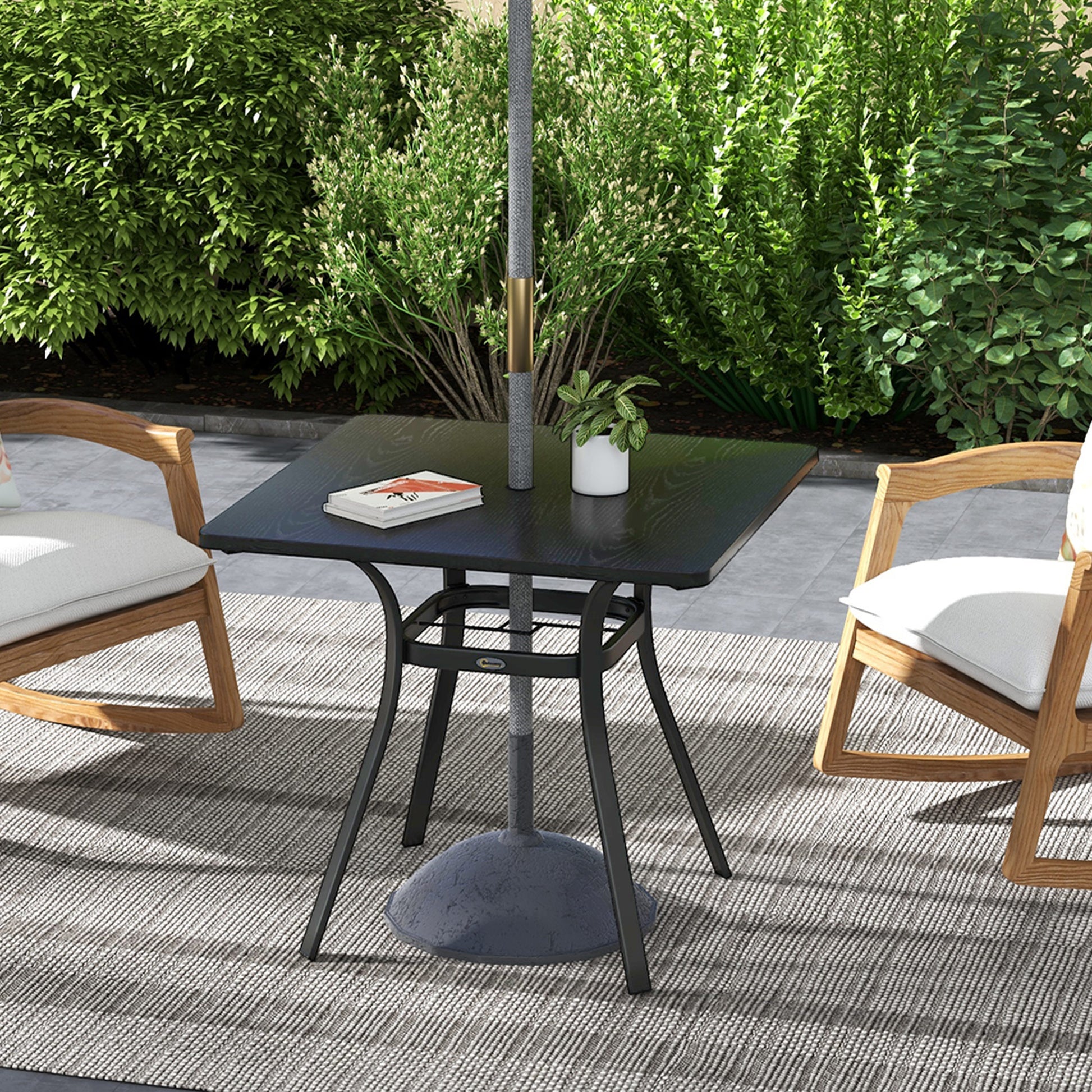 Outsunny Mesa De Jardín Con Estructura De Acero 80x80x72 Cm Negro_1