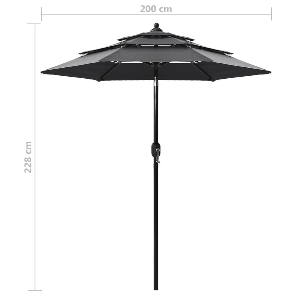 Vidaxl Sombrilla Jardín 3 Niveles Con Palo De Aluminio Antracita 2 M_2