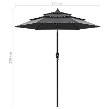 Vidaxl Sombrilla Jardín 3 Niveles Con Palo De Aluminio Antracita 2 M_2