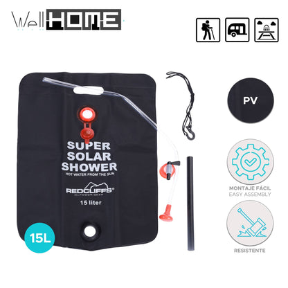 Well Home Bolsa De Ducha De Camping Con Rociador De 15 Litros En Color Negro_1