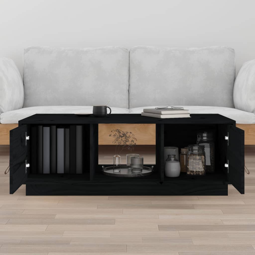 Mesa De Centro De Madera Maciza De Pino Negro 100x50x35 Cm_1