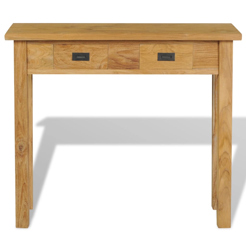 Mesa Consola Madera De Teca Maciza 90x30x80 Cm_0