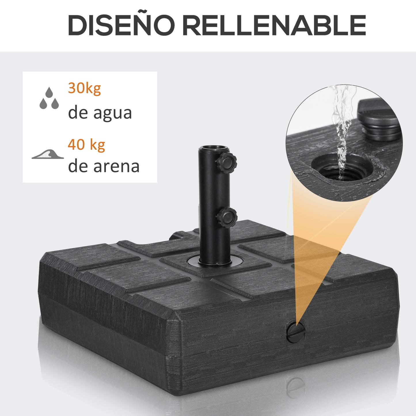 Outsunny Base De Sombrilla Rellenable De Agua 30 Kg Y Arena 40 Kg 49x49x36,5 Cm_4