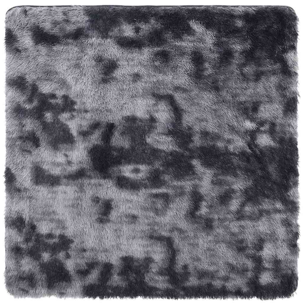 Vidaxl Alfombra De Pelo Largo Navarra Gris Oscuro 120x120 Cm Poliéster_0