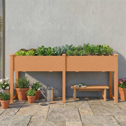 Outsunny Huerto Urbano Elevado De Madera Con 6 Orificios De Drenaje Marrón_4
