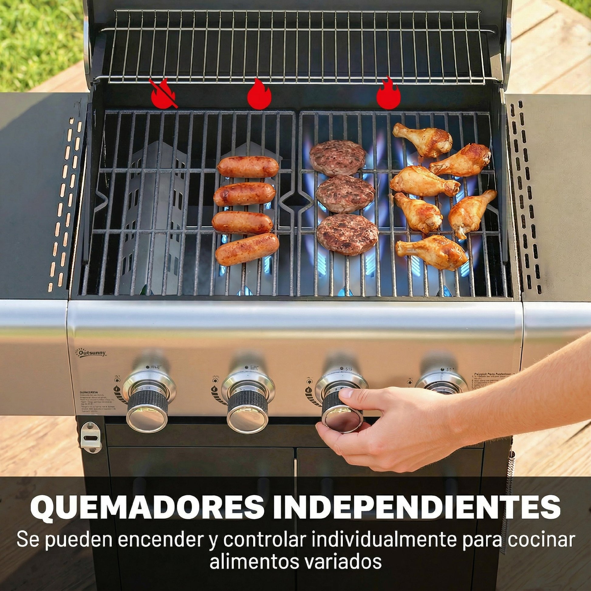 Outsunny Barbacoa De Gas Bbq Gas Con 4 Quemadores 12_4