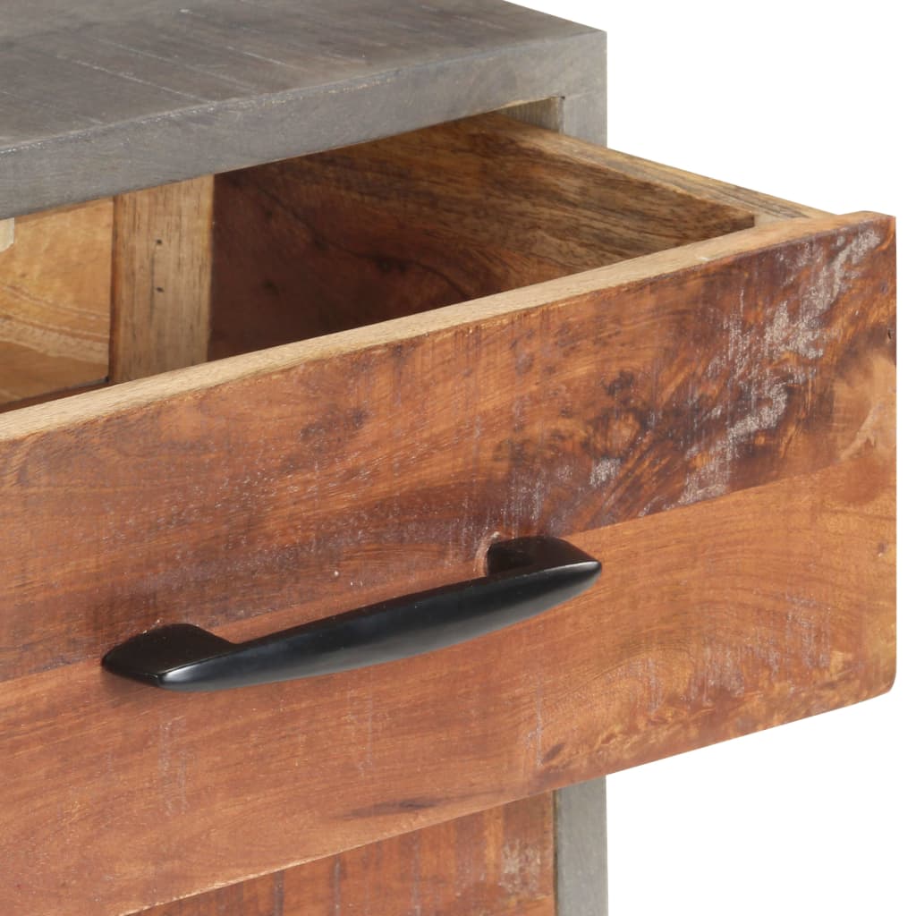 Mesita De Noche Madera Maciza De Mango Y Rugosa Gris 40x30x50cm_3