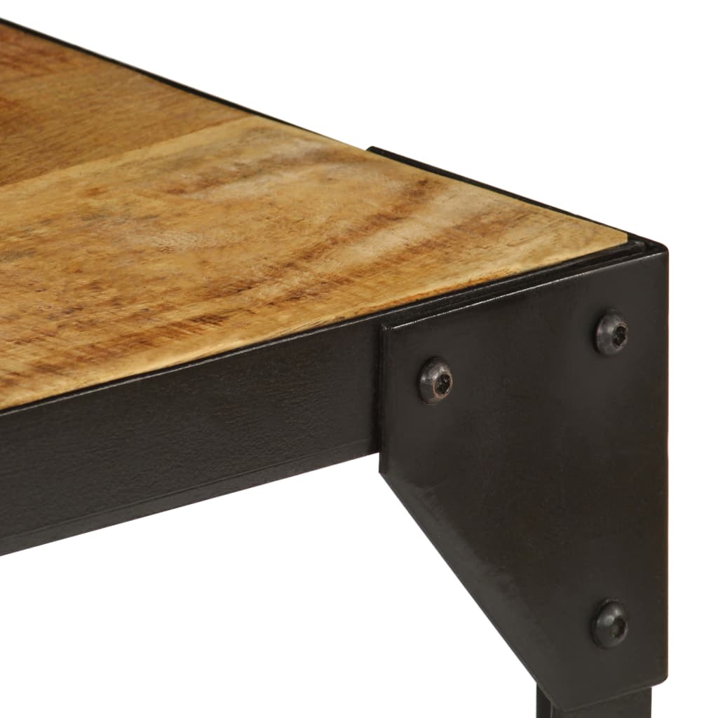 Mesa De Centro De Madera Maciza De Mango Rugosa Y Acero 110 Cm_1