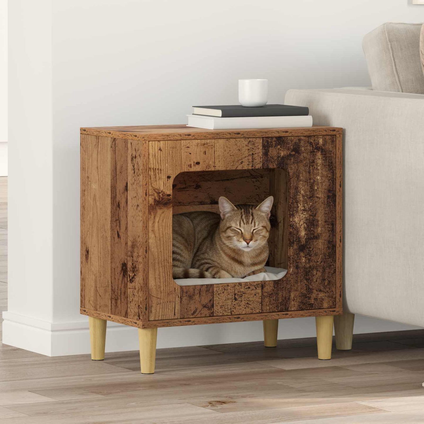 Casa Para Gatos Madera Vieja 51 X 30 X 52 Cm_1