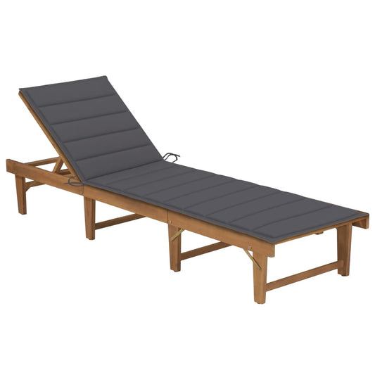 Tumbona Plegable Con Cojín Madera Maciza De Acacia_0