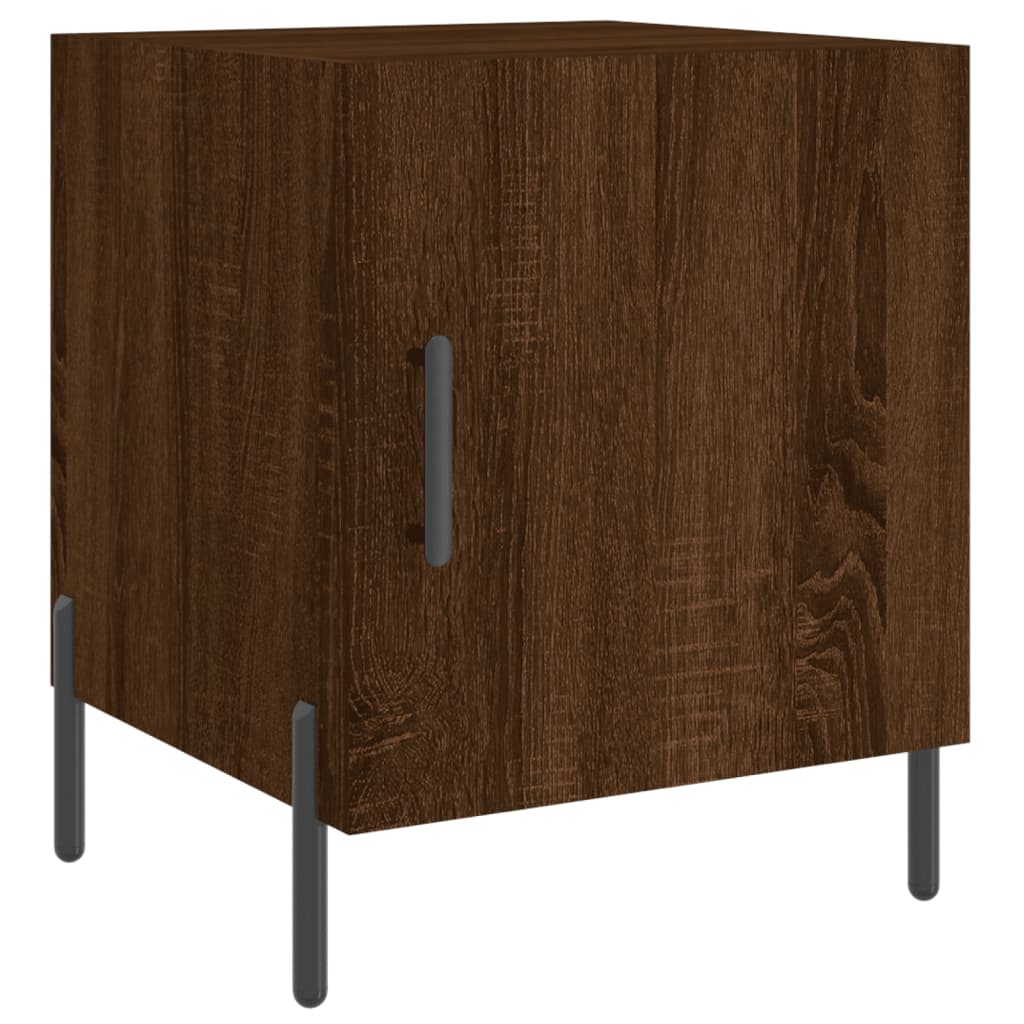 Mesita De Noche Madera De Ingeniería Marrón Roble 40x40x50 Cm_0