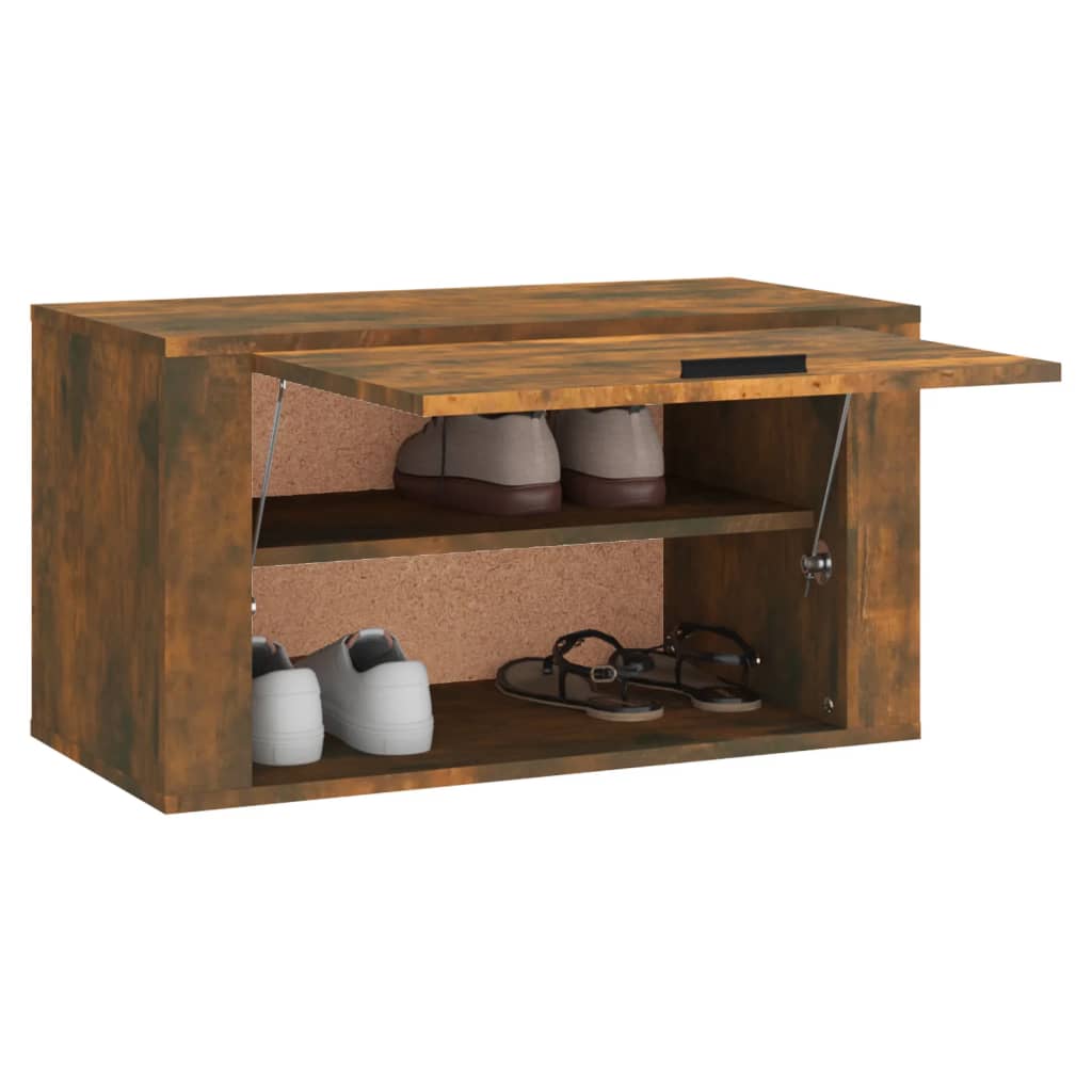 Mueble Zapatero Pared Madera Pino Roble Ahumado 70x35x38 Cm / Vetonek_2