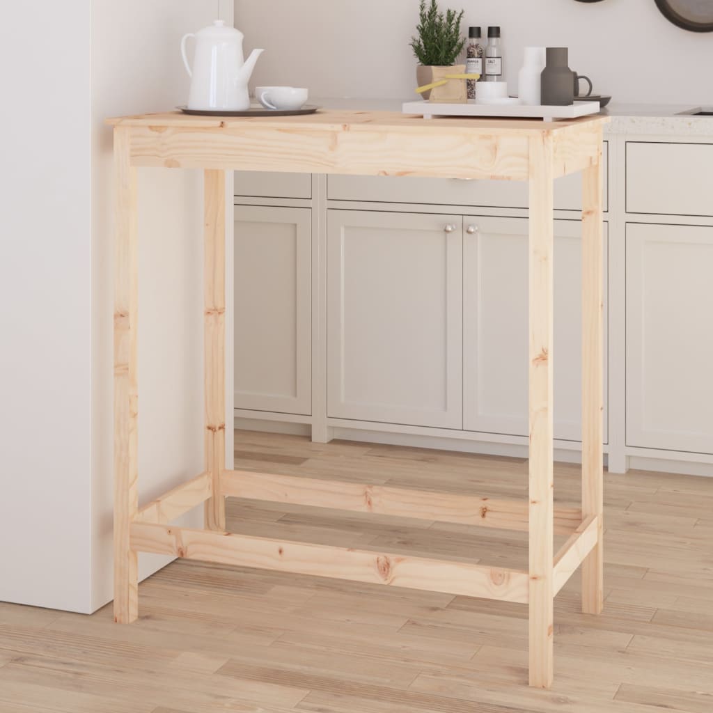 Mesa Alta De Bar Madera Maciza De Pino 100x50x110 Cm_1
