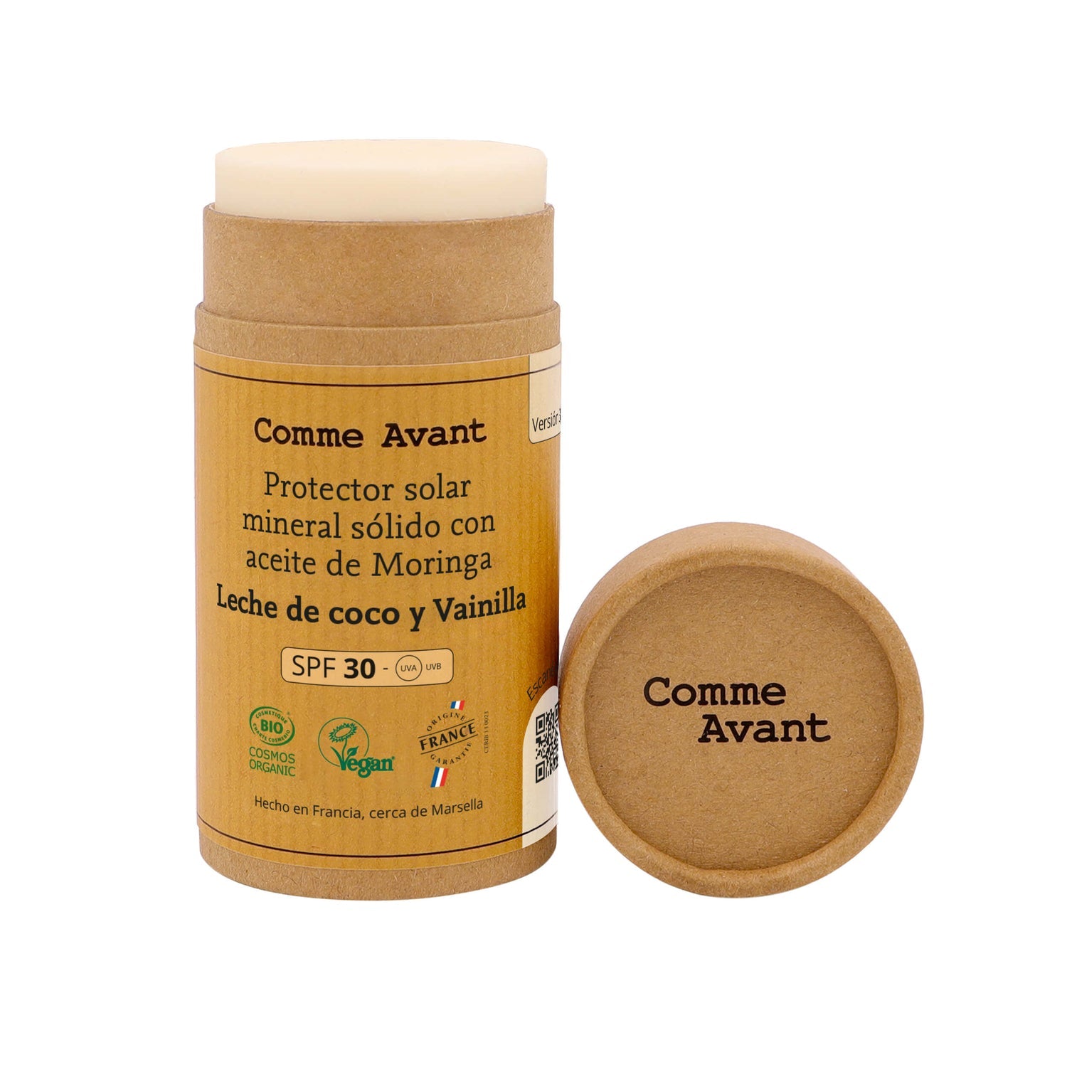 Protector Solar Mineral Sólido Spf30 Con Aceite De Moringa - Leche De Coco Y Vainilla_0