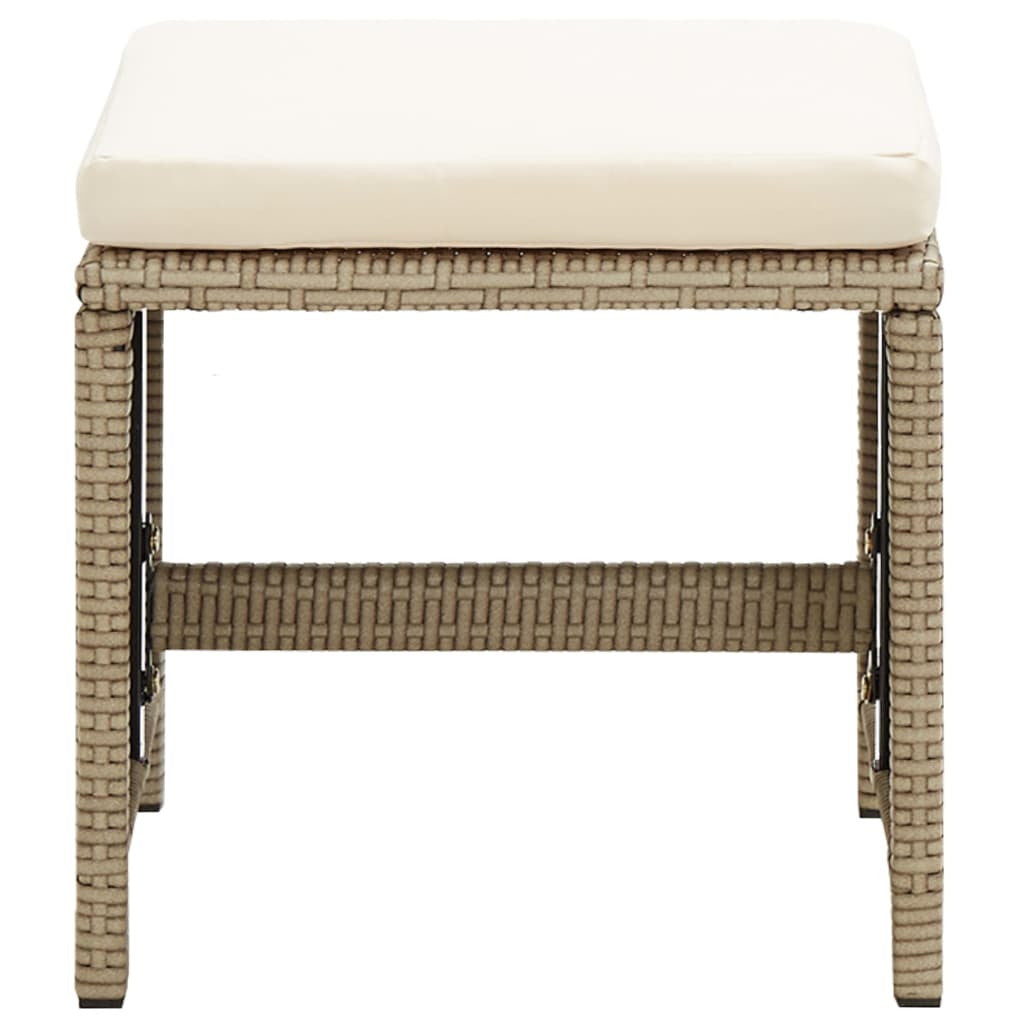 Vidaxl Taburetes De Jardín 2 Uds Con Cojines Ratán Sintético Beige_4