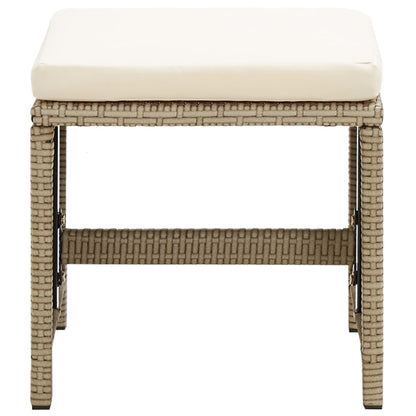 Vidaxl Taburetes De Jardín 2 Uds Con Cojines Ratán Sintético Beige_4