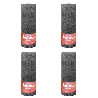 Bolsius Velas Rústicas Shine 4 Unidades Gris Tormentoso 190x68 Mm_0