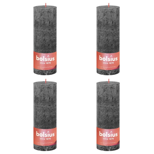Bolsius Velas Rústicas Shine 4 Unidades Gris Tormentoso 190x68 Mm_0