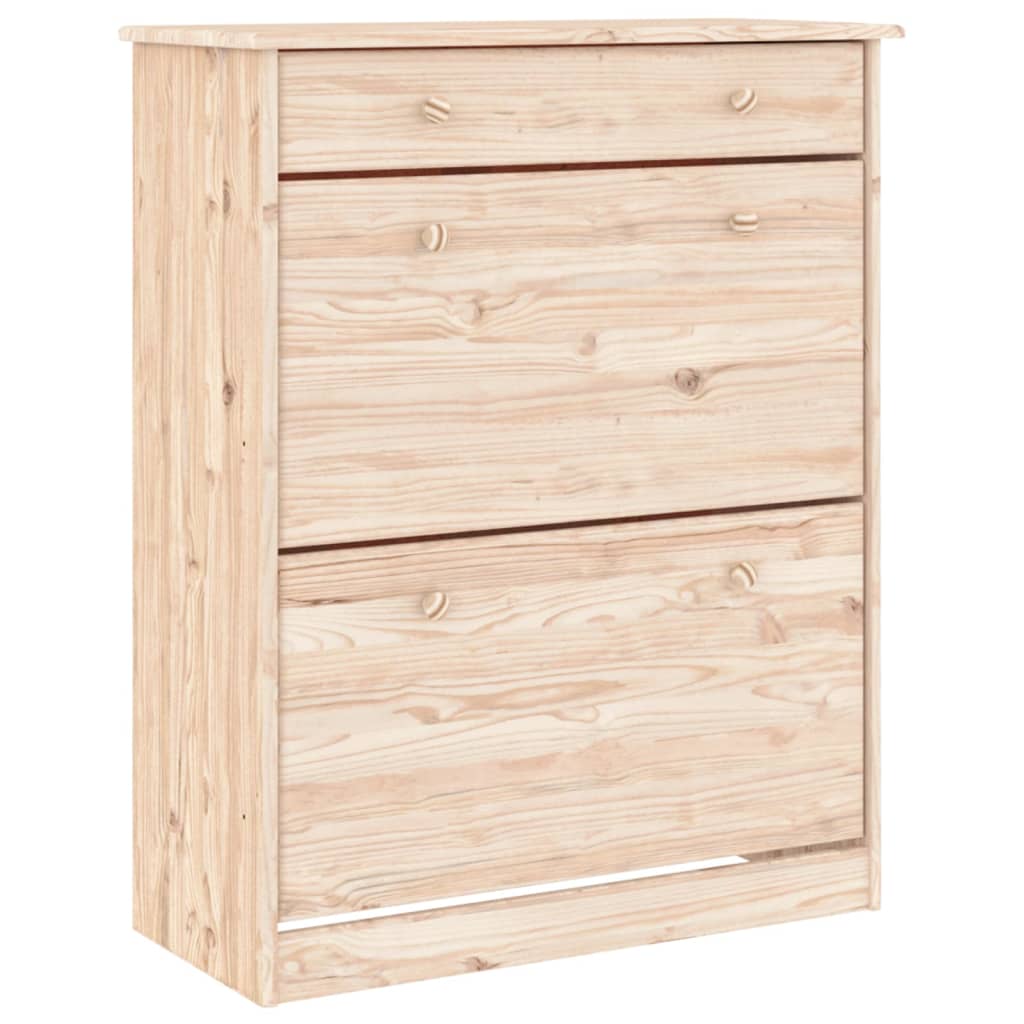 Mueble Zapatero Alta Madera Maciza De Pino 77x35x96 Cm / Vetonek_0
