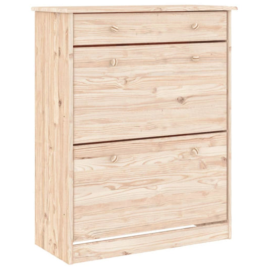 Mueble Zapatero Alta Madera Maciza De Pino 77x35x96 Cm / Vetonek_0
