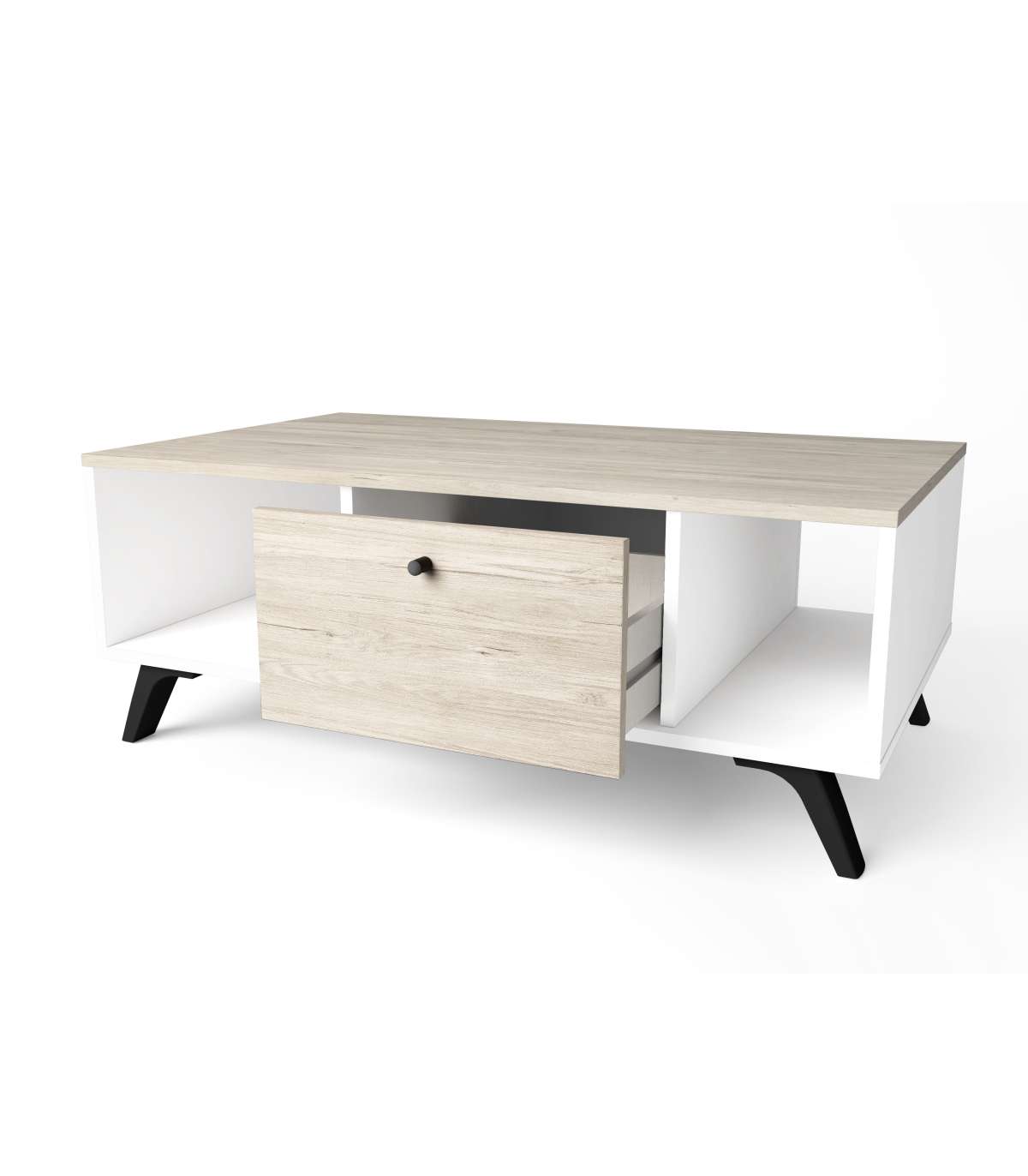 Mesa De Centro 1 Cajón Modelo Samira Acabado Sahara/blanco, 100cm(ancho) 60cm(fondo) 38.8_3