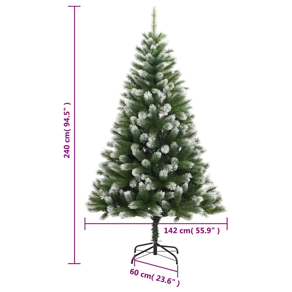 Vidaxl Árbol De Navidad Artificial Con Bisagras 300 Led Y Bolas 240 Cm_2