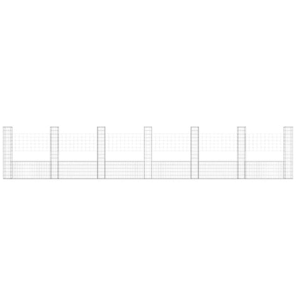 Cesta De Gaviones Forma De U 7 Postes De Hierro 740x20x150 Cm / Vetonek_3