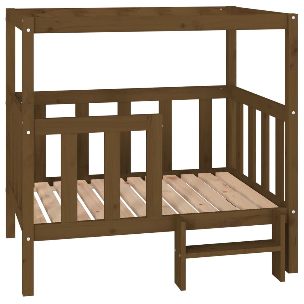 Vidaxl Cama Perros Madera Maciza Pino Marrón Miel 105,5x83,5x100 Cm_0