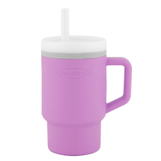 Infantino Mi Primer Vaso, Pajita Resistente Y Asa Para Niños Pequeños, Fácil De Limpiar, 250ml, Lila_0