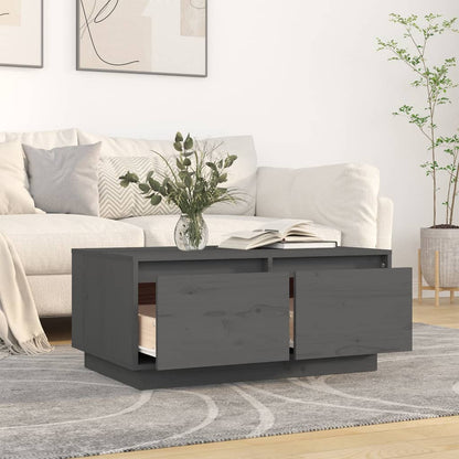 Mesa De Centro Madera Maciza De Pino Gris 80x50x35 Cm_1