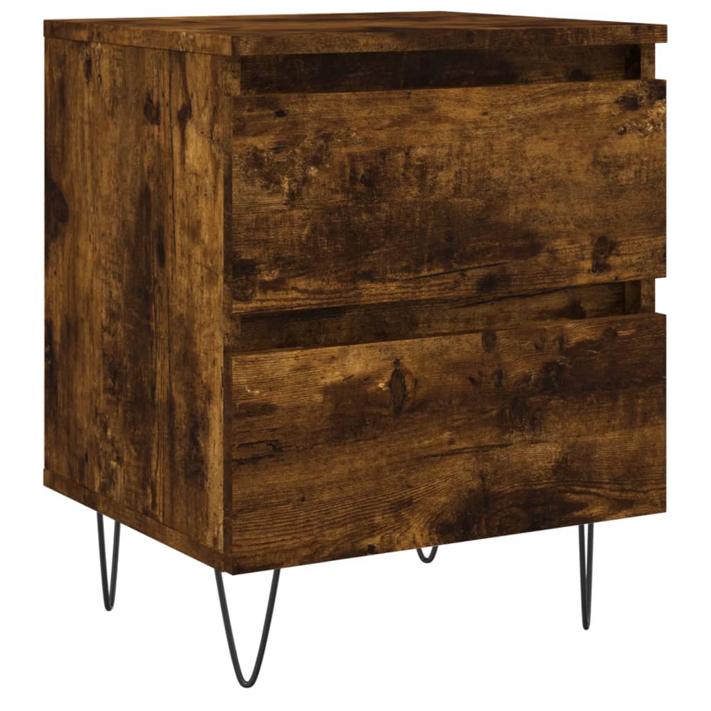 Mesita De Noche Madera De Ingeniería Roble Ahumado 40x35x50 Cm_0