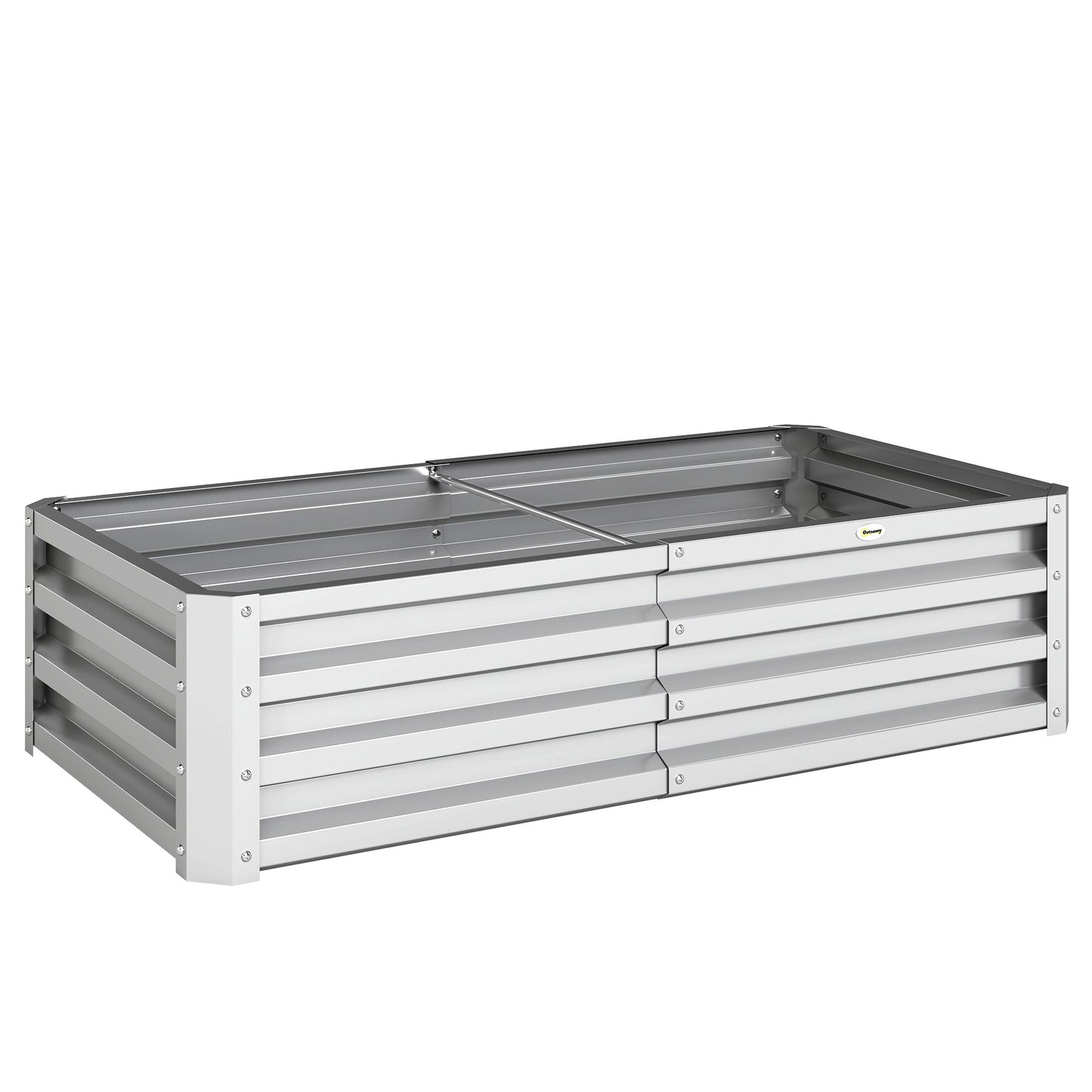 Outsunny Jardinera Elevada Rectangular De Acero Galvanizado 120x60x30,5 Cm Plata_0