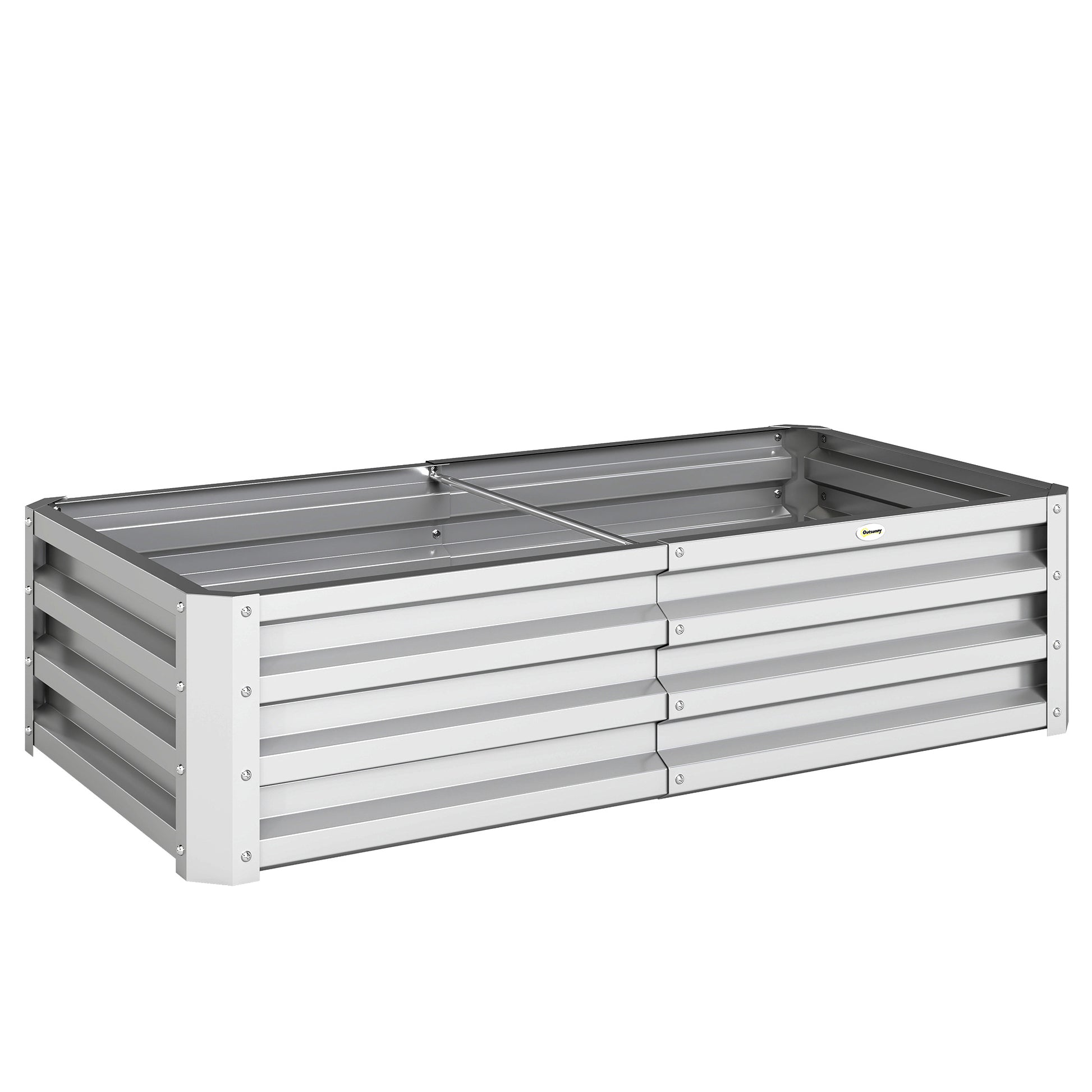 Outsunny Jardinera Elevada Rectangular De Acero Galvanizado 120x60x30,5 Cm Plata_0
