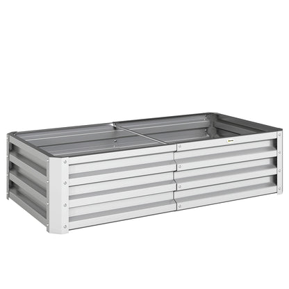 Outsunny Jardinera Elevada Rectangular De Acero Galvanizado 120x60x30,5 Cm Plata_0