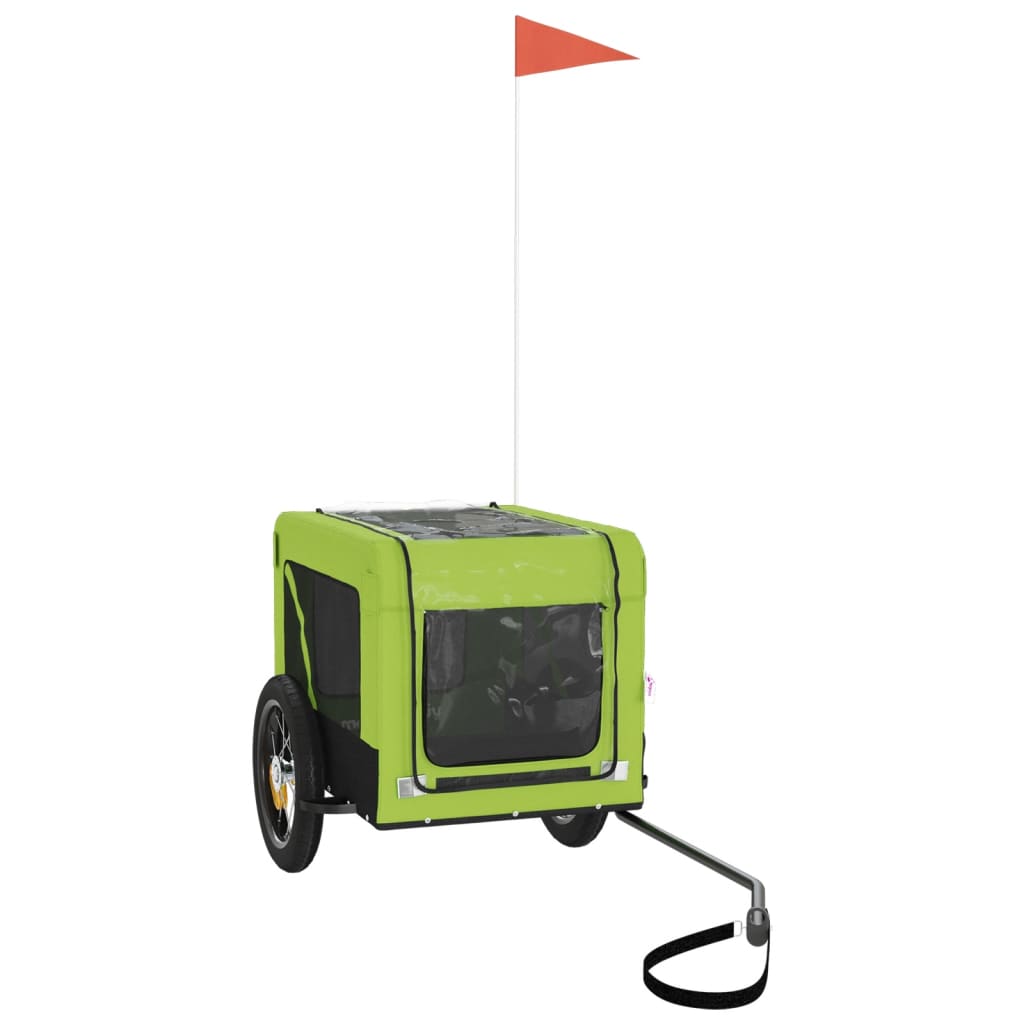 Remolque De Bicicleta Mascotas Hierro Tela Oxford Verde Negro_3