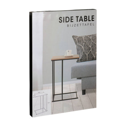 Well Home Mesa Auxiliar De Metal Con Tapa De Mdf Y Melamina En Color Natural 40x26x58cm_2