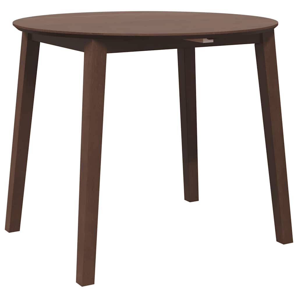 Mesa De Comedor De Madera Maciza De Caucho Marrón_2