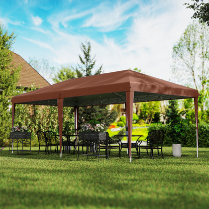 Outsunny Carpa Plegable 6x3 M Con Altura Ajustable Anti-uv Café_1