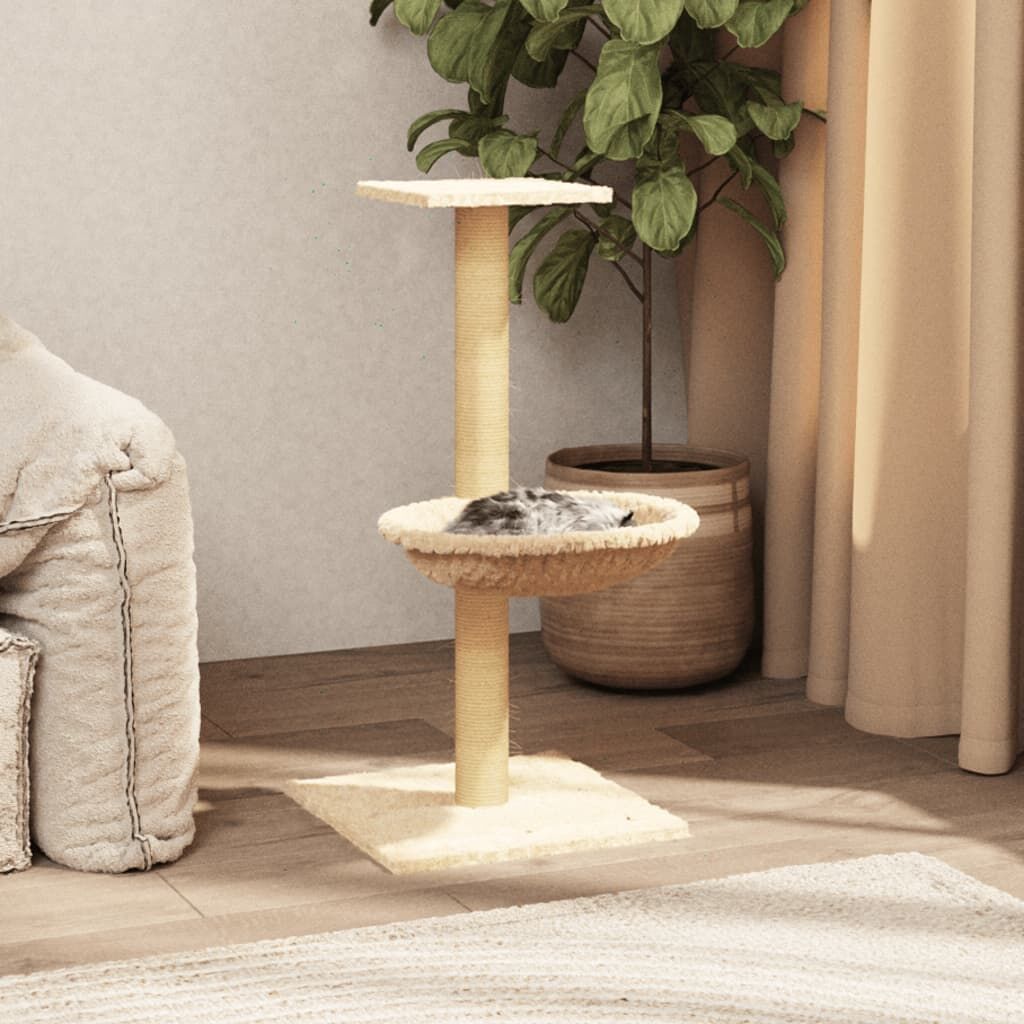 Vidaxl Rascador Para Gatos Con Poste De Sisal Crema 74 Cm_1